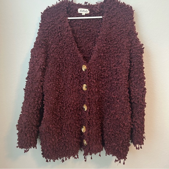 Listicle Sweaters - Listicle Burgundy Textured Women's Cardigan